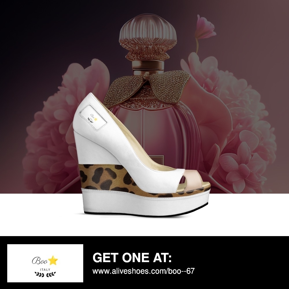 White and Brown Wedge Shoes with Platform Sole